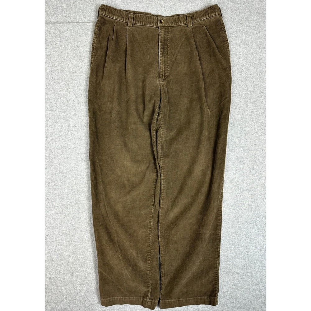 Vintage 90s Baggy Corduroy Pants Mens 36x33 Brown Double Pleated Pants